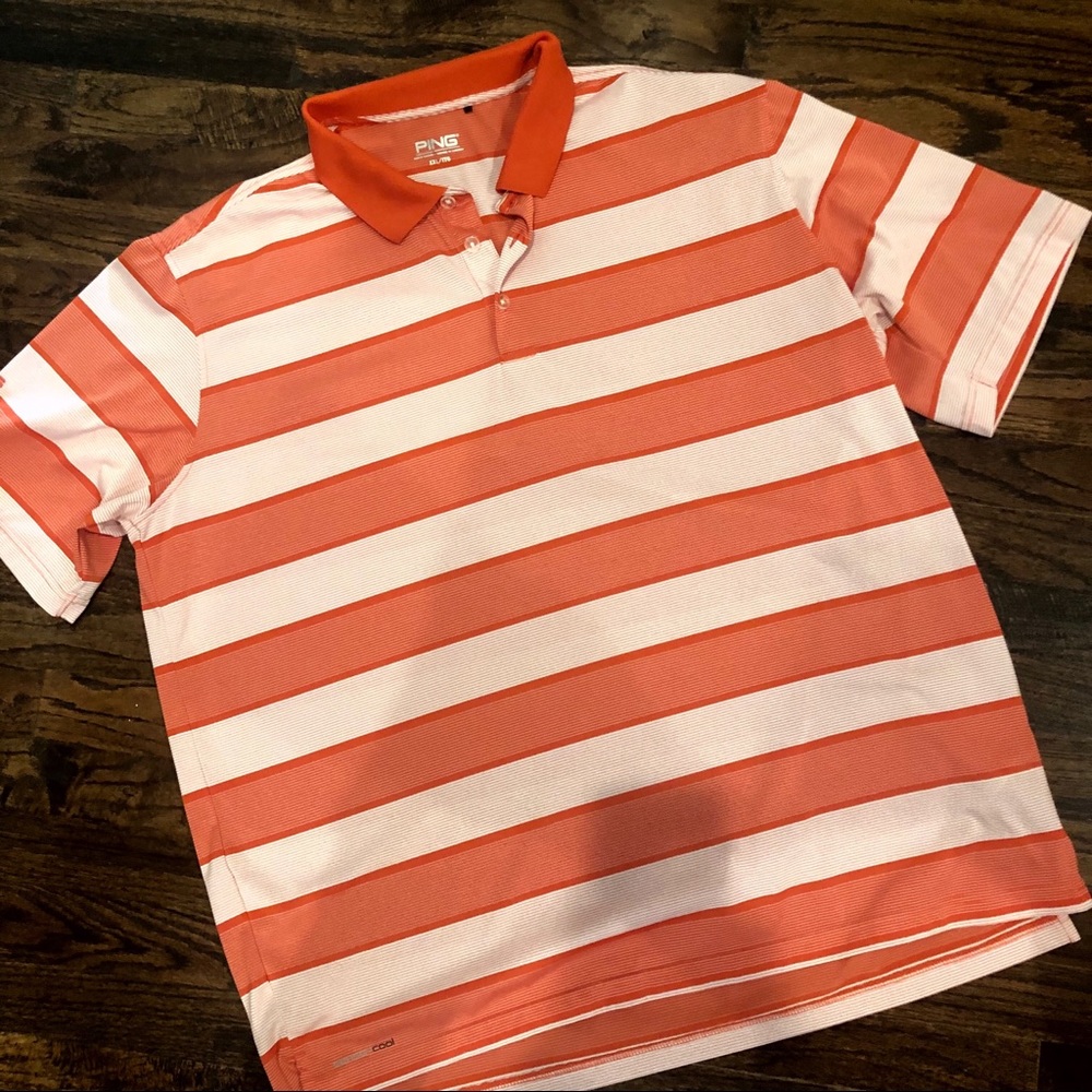 Ping Orange & White Polo Style Golf Shirt